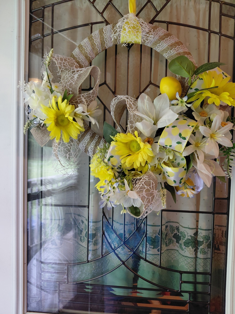 Yellow and White with Lemons Floral Spring/Summer Wreath - Picture 6 of 12